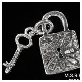 1 DWT 10 KT Wht Gold Lock & Key Pendant w/ 1 DWT 10 KT Wht Gold Lock & Key Pendant w/