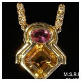 2.6 DWT 18 KT Gold Pendant w/ Diamonds & Gems 2.6 DWT 18 KT Gold Pendant w/ Diamonds & Gems