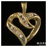 1.1 DWT 10 KT Gold Heart Pendant w/ Diamond 1.1 DWT 10 KT Gold Heart Pendant w/ Diamond