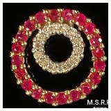 1.3 DWT 10 KT Gold Circle Pendant w/ Gems & 1.3 DWT 10 KT Gold Circle Pendant w/ Gems &