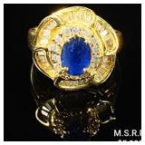 4.2 DWT 14 KT Gold Ring w/ Gem & Diamonds Sz: 7.5 4.2 DWT 14 KT Gold Ring w/ Gem & Diamonds Sz: 7.5