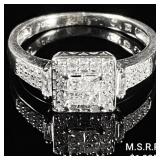 1.8 DWT 10 KT Wht Gold Diamond Ring Sz: 8 1.8 DWT 10 KT Wht Gold Diamond Ring Sz: 8