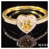 1.6 DWT 14 KT Gold Hrt w/ Diamonds & Gem Ring Sz: 1.6 DWT 14 KT Gold Hrt w/ Diamonds & Gem Ring Sz: