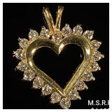 2.3 DWT 14 KT Gold Heart Pendant w/ Diamond 2.3 DWT 14 KT Gold Heart Pendant w/ Diamond