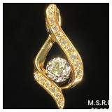 1.9 DWT 14 KT Gold Pendant w/ Diamond Lining 1.9 DWT 14 KT Gold Pendant w/ Diamond Lining