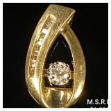 2.1 DWT 14 KT Gold Pendant w/ Diamond Lining 2.1 DWT 14 KT Gold Pendant w/ Diamond Lining
