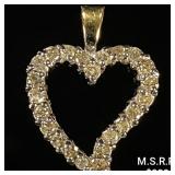 1.1 DWT 10 KT Gold Heart Pendant w/ Diamond 1.1 DWT 10 KT Gold Heart Pendant w/ Diamond