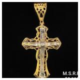 10 DWT 10 KT Gold Cross Pendant w/ Diamond Lining 10 DWT 10 KT Gold Cross Pendant w/ Diamond Lining