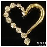 0.7 DWT 10 KT Gold Heart Pendant w/ Diamond 0.7 DWT 10 KT Gold Heart Pendant w/ Diamond