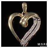1.1 DWT 10 KT Gold Heart Pendant w/ Diamond 1.1 DWT 10 KT Gold Heart Pendant w/ Diamond