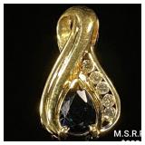 1 DWT 10 KT Gold Pendant w/ Diamond & Gem 1 DWT 10 KT Gold Pendant w/ Diamond & Gem