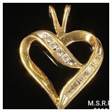 1.4 DWT 10 KT Gold Heart Pendant w/ Diamond 1.4 DWT 10 KT Gold Heart Pendant w/ Diamond