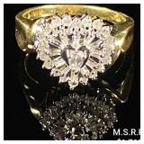 2.3 DWT 10 KT Gold Heart Diamonds Ring Sz: 7 2.3 DWT 10 KT Gold Heart Diamonds Ring Sz: 7