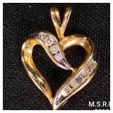 1.5 DWT 10 KT Gold Heart Pendant w/ Diamond 1.5 DWT 10 KT Gold Heart Pendant w/ Diamond