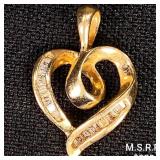 1.1 DWT 10 KT Gold Heart Pendant w/ Diamond 1.1 DWT 10 KT Gold Heart Pendant w/ Diamond
