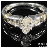 2.5 DWT 14 KT Wht Gold w/ Diamond Ring Sz: 2.5 DWT 14 KT Wht Gold w/ Diamond Ring Sz: