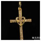 0.9 DWT 14 KT Gold Cross Pendant w/ Diamond 0.9 DWT 14 KT Gold Cross Pendant w/ Diamond