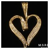 1.4 DWT 10 KT Gold Heart Pendant w/ Diamond 1.4 DWT 10 KT Gold Heart Pendant w/ Diamond