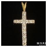 0.6 DWT 14 KT Gold Cross Pendant w/ Diamond 0.6 DWT 14 KT Gold Cross Pendant w/ Diamond