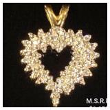 1.3 DWT 14 KT Gold Heart Pendant w/ Diamond 1.3 DWT 14 KT Gold Heart Pendant w/ Diamond