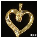 0.9 DWT 10 KT Gold Heart Pendant w/ Diamond 0.9 DWT 10 KT Gold Heart Pendant w/ Diamond