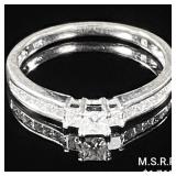 1.2 DWT 10 KT Wht Gold w/ Diamond Ring Sz: 1.2 DWT 10 KT Wht Gold w/ Diamond Ring Sz: