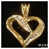 0.6 DWT 10 KT Gold Heart Pendant w/ Diamond 0.6 DWT 10 KT Gold Heart Pendant w/ Diamond