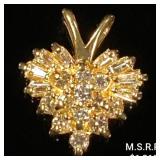 0.9 DWT 14 KT Gold Heart Pendant w/ Diamonds 0.9 DWT 14 KT Gold Heart Pendant w/ Diamonds