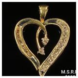 0.9 DWT 10 KT Gold Heart Pendant w/ Diamond 0.9 DWT 10 KT Gold Heart Pendant w/ Diamond