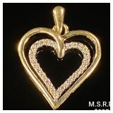 0.9 DWT 10 KT Gold Heart Pendant w/ Diamond 0.9 DWT 10 KT Gold Heart Pendant w/ Diamond