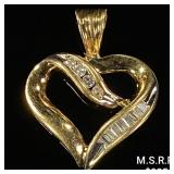 1.2 DWT 10 KT Gold Heart Pendant w/ Diamond 1.2 DWT 10 KT Gold Heart Pendant w/ Diamond
