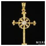 0.7 DWT 14 KT Gold Cross Pendant w/ Diamond 0.7 DWT 14 KT Gold Cross Pendant w/ Diamond