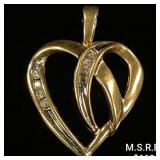 1.1 DWT 10 KT Gold Heart Pendant w/ Diamond 1.1 DWT 10 KT Gold Heart Pendant w/ Diamond