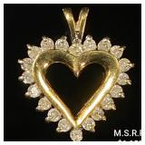 1.3 DWT 10 KT Gold Heart Pendant w/ Diamond 1.3 DWT 10 KT Gold Heart Pendant w/ Diamond