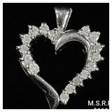 1 DWT 10 KT Wht Gold Heart Pendant w/ Diamond 1 DWT 10 KT Wht Gold Heart Pendant w/ Diamond