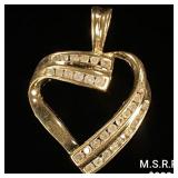 1.9 DWT 10 KT Gold Heart Pendant w/ Diamond 1.9 DWT 10 KT Gold Heart Pendant w/ Diamond