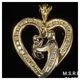 1.2 DWT 10 KT Gold Heart Mom Pendant w/ Diamond 1.2 DWT 10 KT Gold Heart Mom Pendant w/ Diamond
