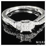 1.4 DWT 10 KT Wht Gold w/ Diamond Ring Sz: 1.4 DWT 10 KT Wht Gold w/ Diamond Ring Sz: