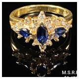 2.2 DWT 14 KT Gold w/ Diamonds & Gems Ring Sz: 5 2.2 DWT 14 KT Gold w/ Diamonds & Gems Ring Sz: 5