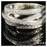 3.8 DWT 14 KT Wht Gold Ring w/ Diamond Sz: 3.8 DWT 14 KT Wht Gold Ring w/ Diamond Sz: