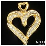 1.7 DWT 10 KT Gold Heart Pendant w/ Diamond 1.7 DWT 10 KT Gold Heart Pendant w/ Diamond