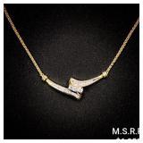 5.7 DWT 14 KT Gold Diamond Lined Pendant w/ Chain 5.7 DWT 14 KT Gold Diamond Lined Pendant w/ Chain