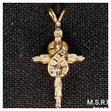 0.9 DWT 14 KT Gold Cross Pendant w/ Diamond 0.9 DWT 14 KT Gold Cross Pendant w/ Diamond
