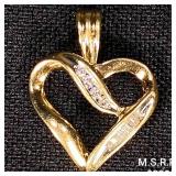 1.3 DWT 10 KT Gold Heart Pendant w/ Diamonds 1.3 DWT 10 KT Gold Heart Pendant w/ Diamonds