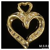 0.9 DWT 10 KT Gold Heart Pendant w/ Diamond 0.9 DWT 10 KT Gold Heart Pendant w/ Diamond