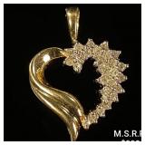 1.5 DWT 10 KT Gold Heart Pendant w/ Diamond 1.5 DWT 10 KT Gold Heart Pendant w/ Diamond