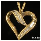 1.6 DWT 10 KT Gold Heart Pendant w/ Diamond 1.6 DWT 10 KT Gold Heart Pendant w/ Diamond