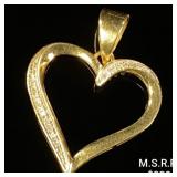 0.6 DWT 10 KT Gold Heart Pendant w/ Diamond 0.6 DWT 10 KT Gold Heart Pendant w/ Diamond