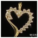1.2 DWT 10 KT Gold Heart Pendant w/ Diamond 1.2 DWT 10 KT Gold Heart Pendant w/ Diamond