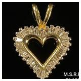 1 DWT 10 KT Gold Heart Pendant w/ Diamond Lining 1 DWT 10 KT Gold Heart Pendant w/ Diamond Lining